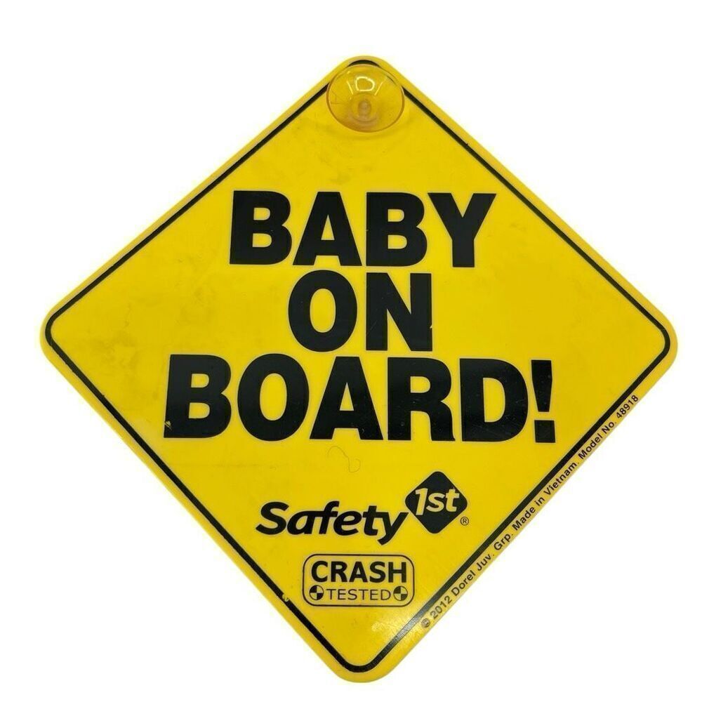Safety 1st Baby On Board Sign Crash Tested Yellow Suction Cup 7x7